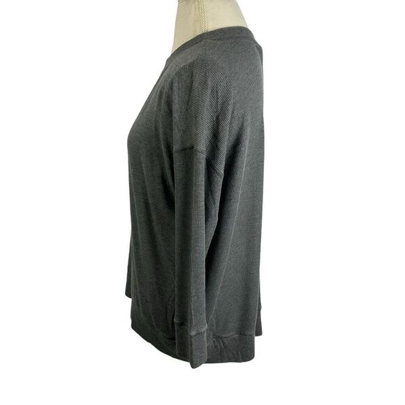 Eileen Fisher Gray Sweatshirt Waffle Knit Contrast Boxy Comfy Soft Size S - Picture 4 of 10